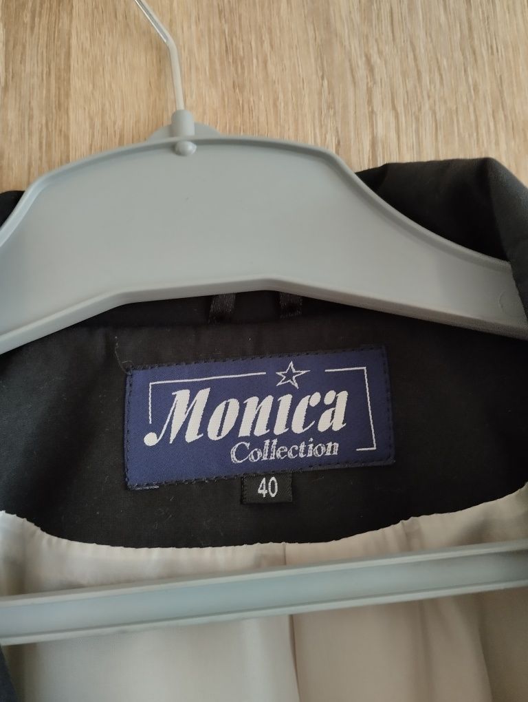 Beżowy długi płaszcz płaszczyk cienki marynarka trencz elegancki L M