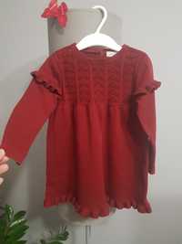 Burgundowa świąteczna sweterkowa sukienka Newbie rozmiar 92