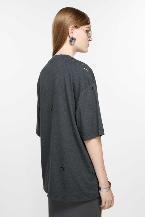 Футболка Acne Studios Distressed Logo Print T-Shirt Black Melange