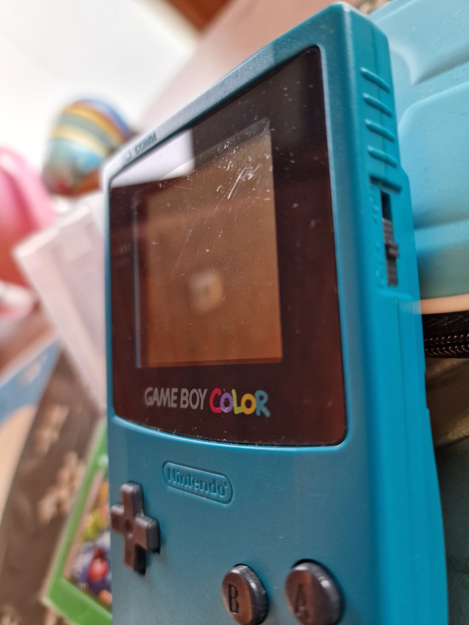 Gameboy Color turkusowy + gra Pokemon Green + etui
