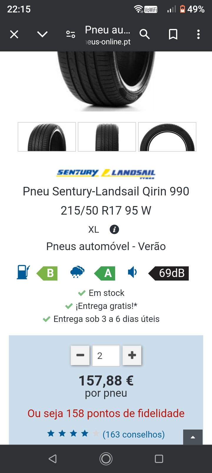 Vendo pneus 215/50/17.