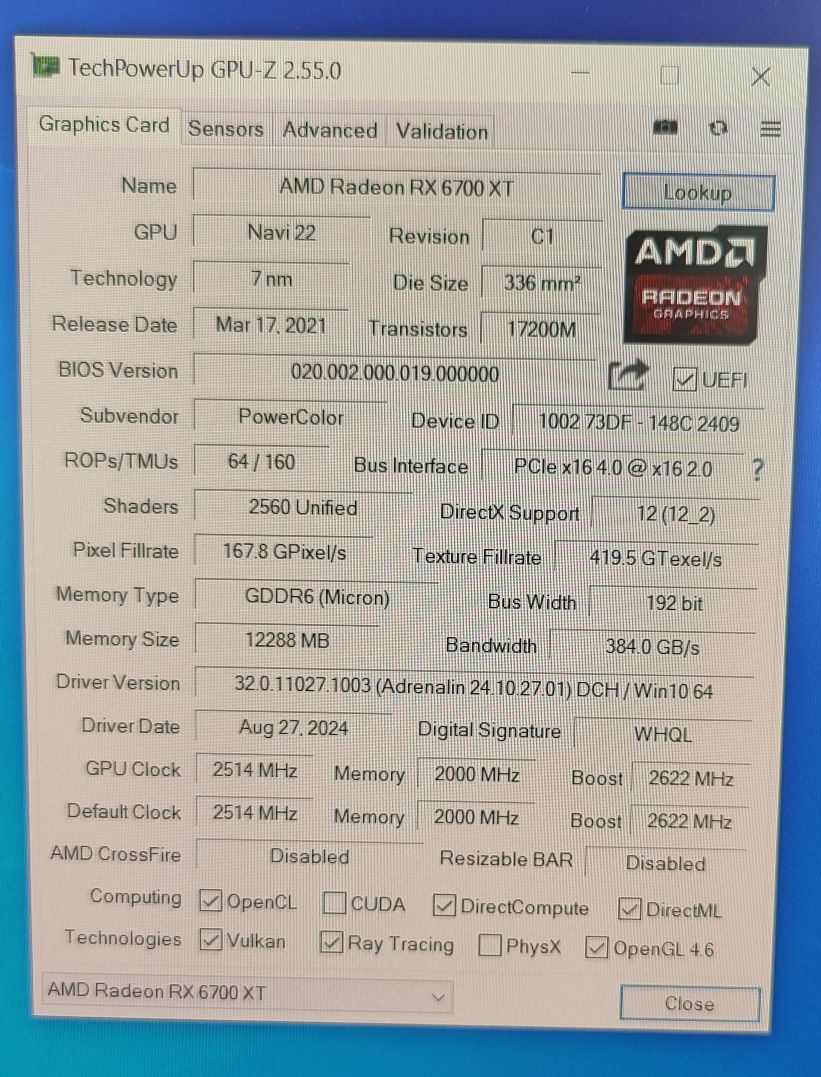 Відеокарта Powercolor RX 6700 XT