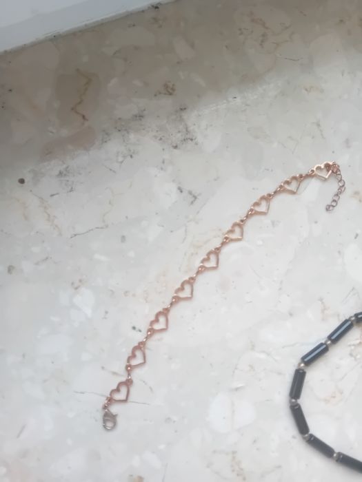 Bransoletka złota i niebieska, naszyjnik czarny kolia