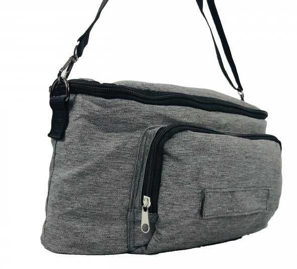 Сумка на коляску BabyGo водоотталкивающая с карабинами серая 30×18×13