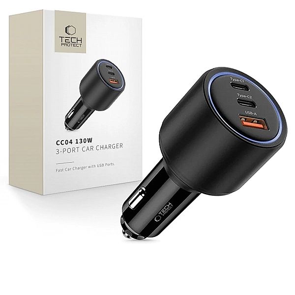 Tech-Protect Cc04/3-Port Car Charger Pd130W Black