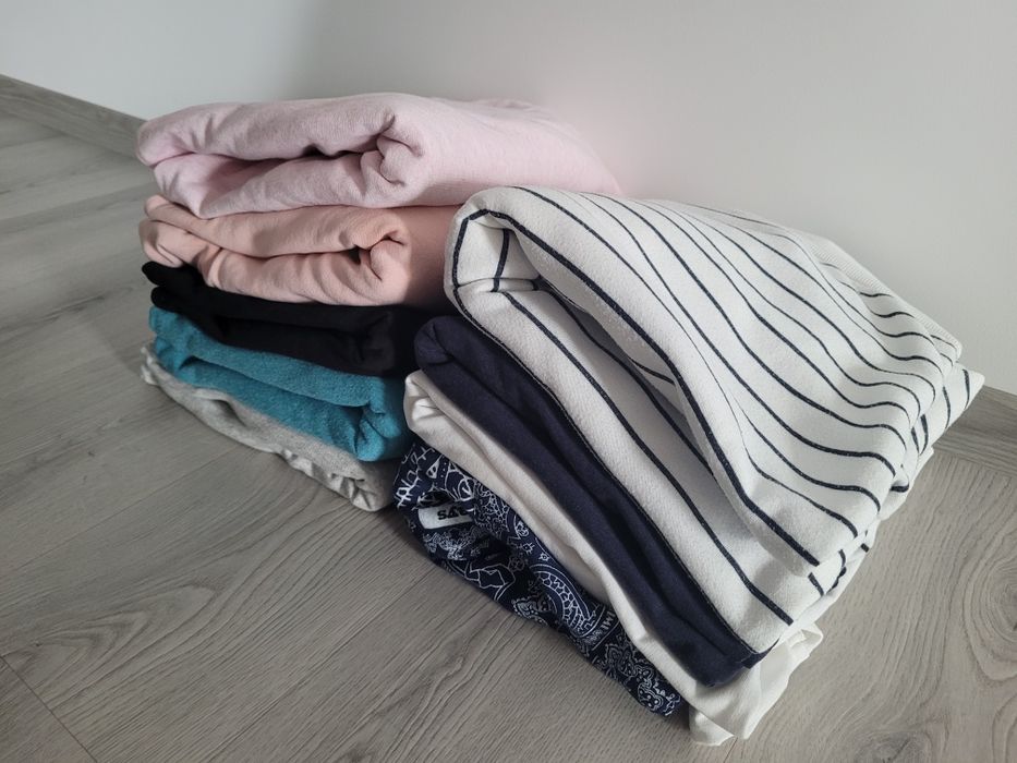 Cena za całość-bluzy 9sztuk-Paka ubrań damskich,zestaw r.S/M