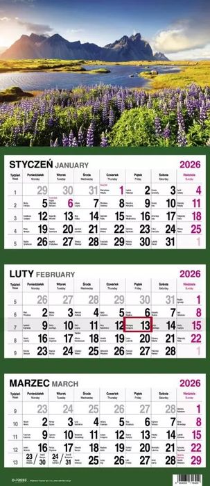 Kalendarz 2026 Trójdzielny Góry. O-press