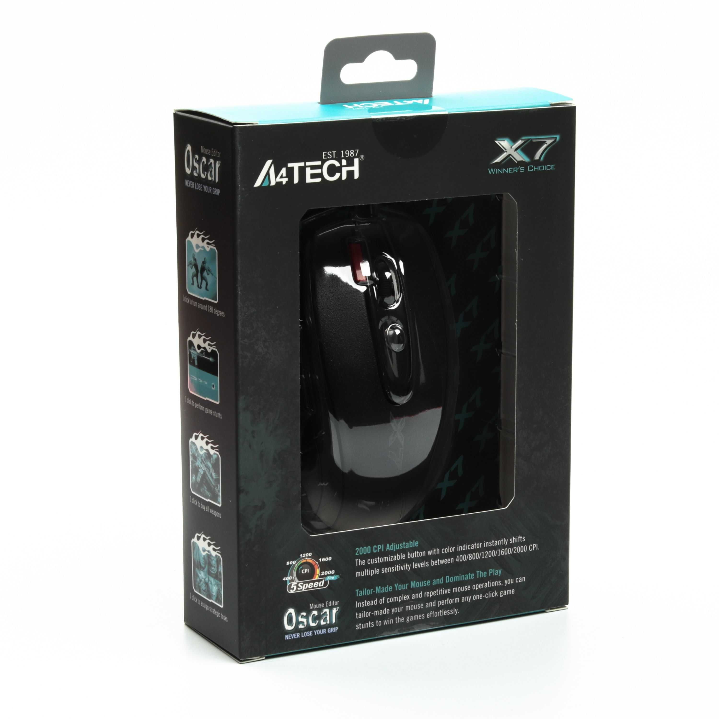 Новая Игровая мышь A4 Tech Gaming X-710BK USB 2000 dpi Black Oscar