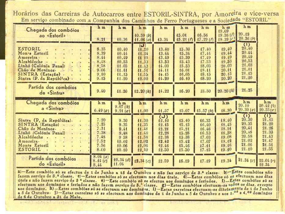 Antigos Horários dos Taxis Palhinha 1956