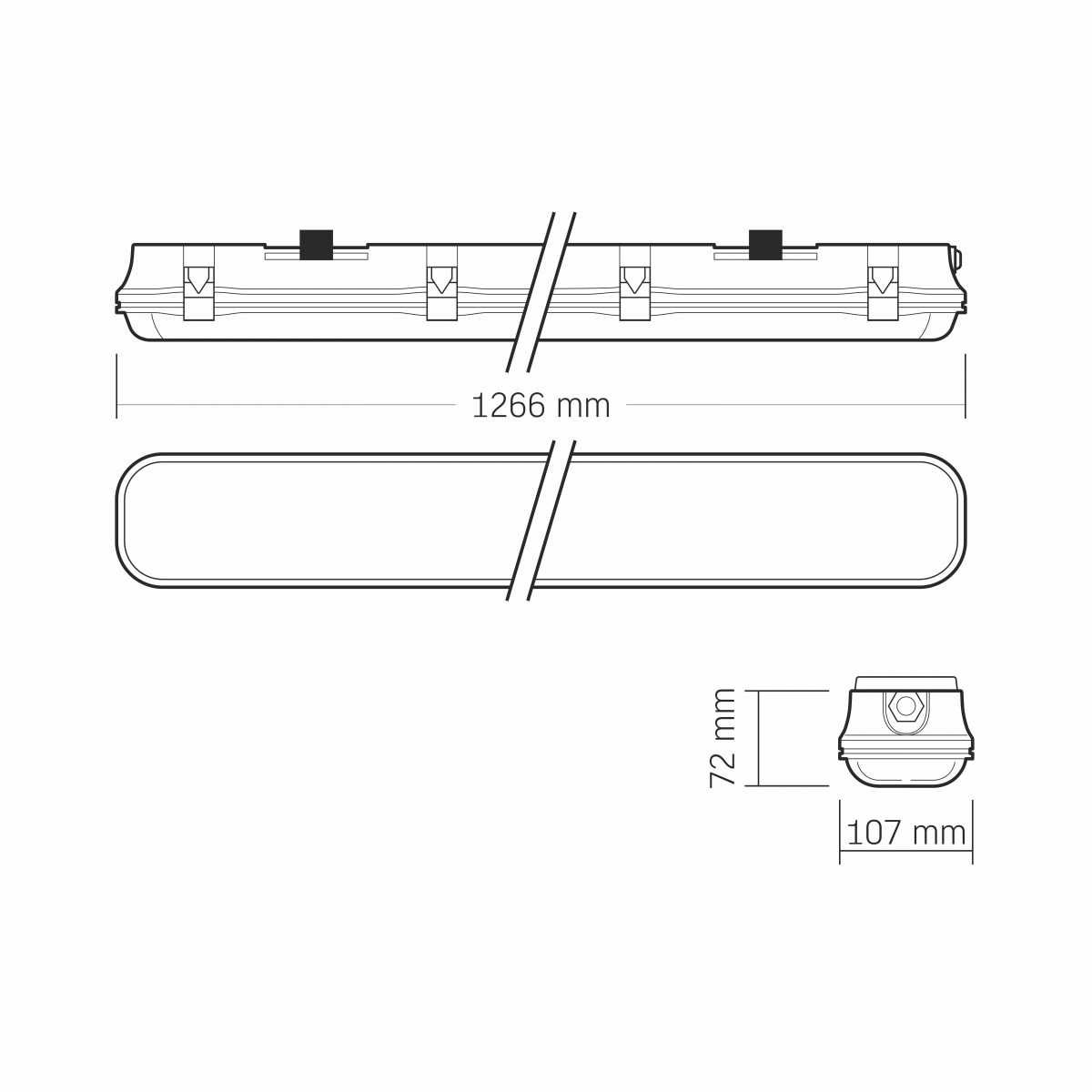 LED світильник IP65 лінійний під лампу 2хТ8 VIDEX 1,2М 220V 27666