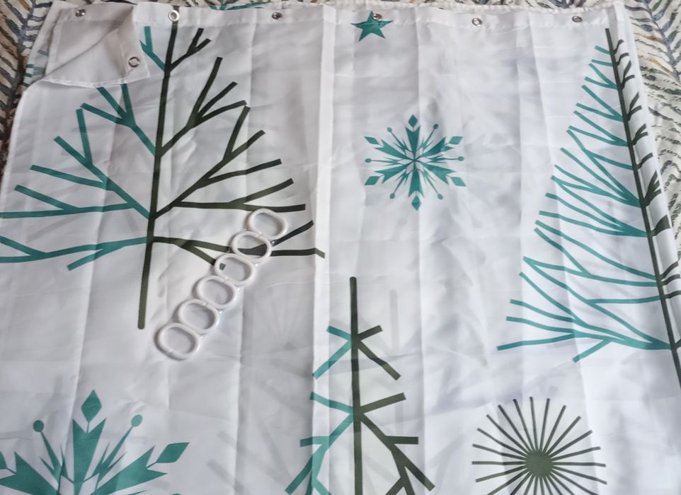 Zasłona prysznicowa świąteczna materiałowa