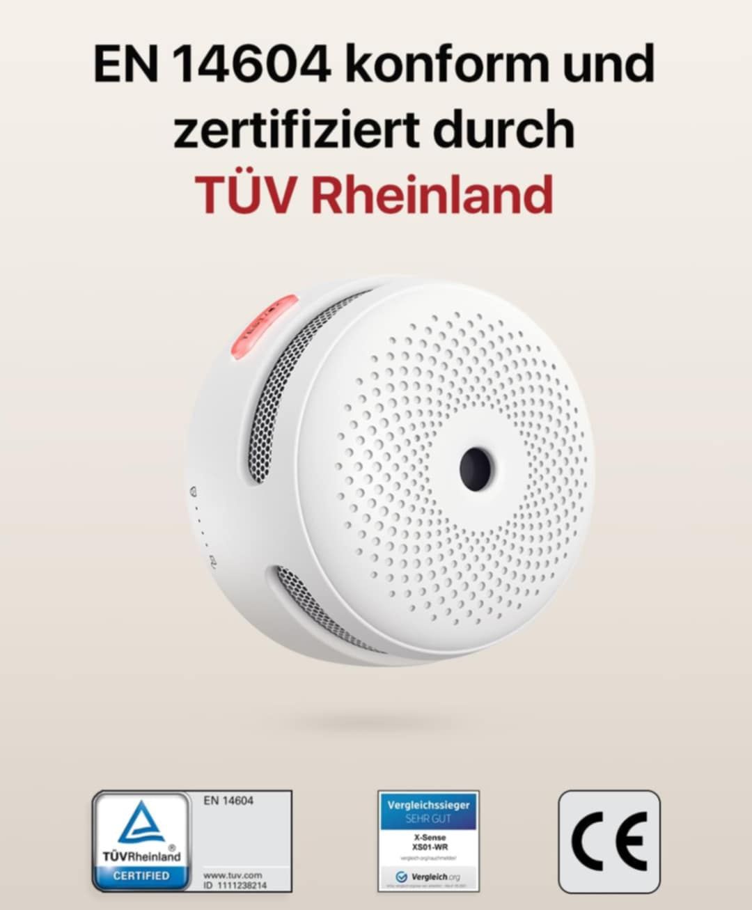Bezprzewodowy sieciowy czujnik dymu X-Sense XS01-WR,
Zestaw 3 szt