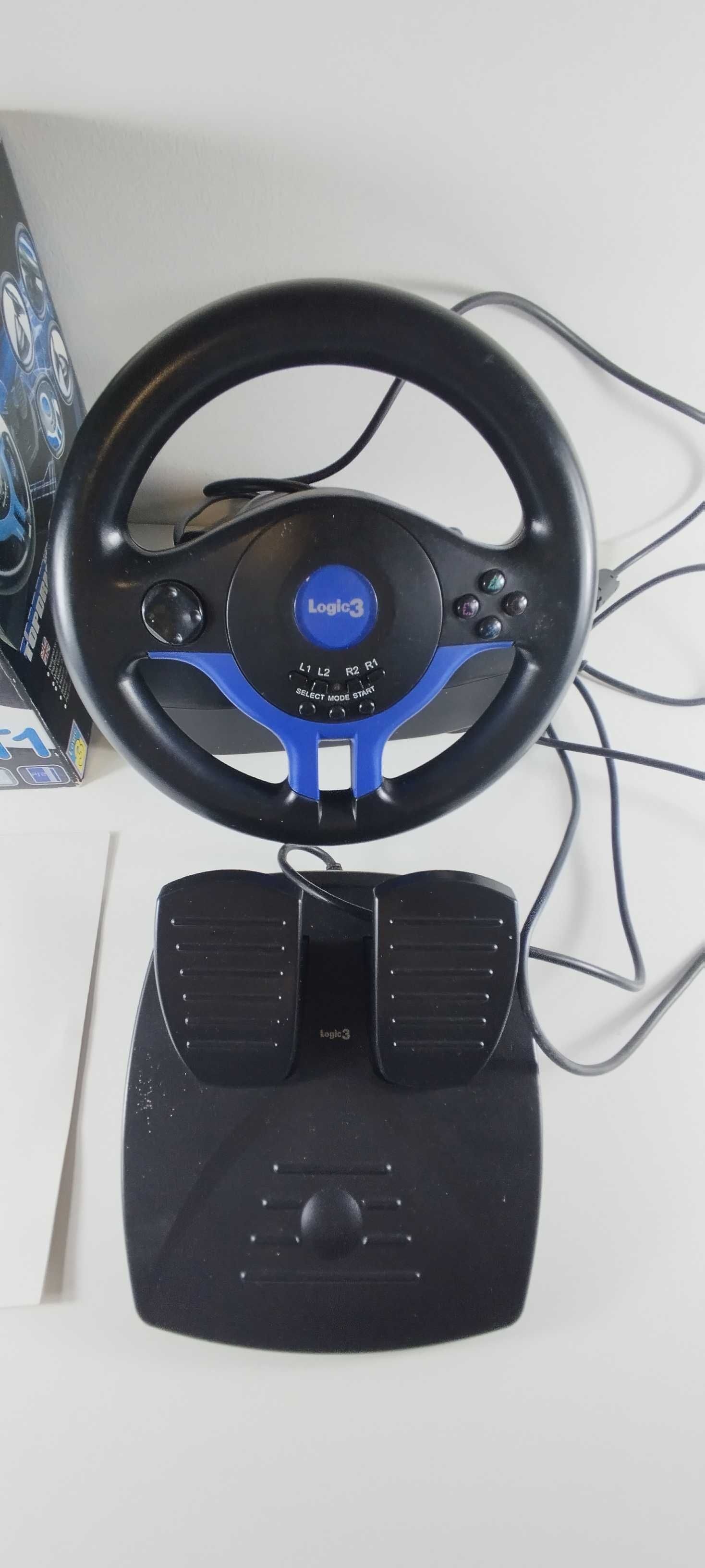 Volante e Pedais Logic3 TopDrive GT1 PS1 e PS2