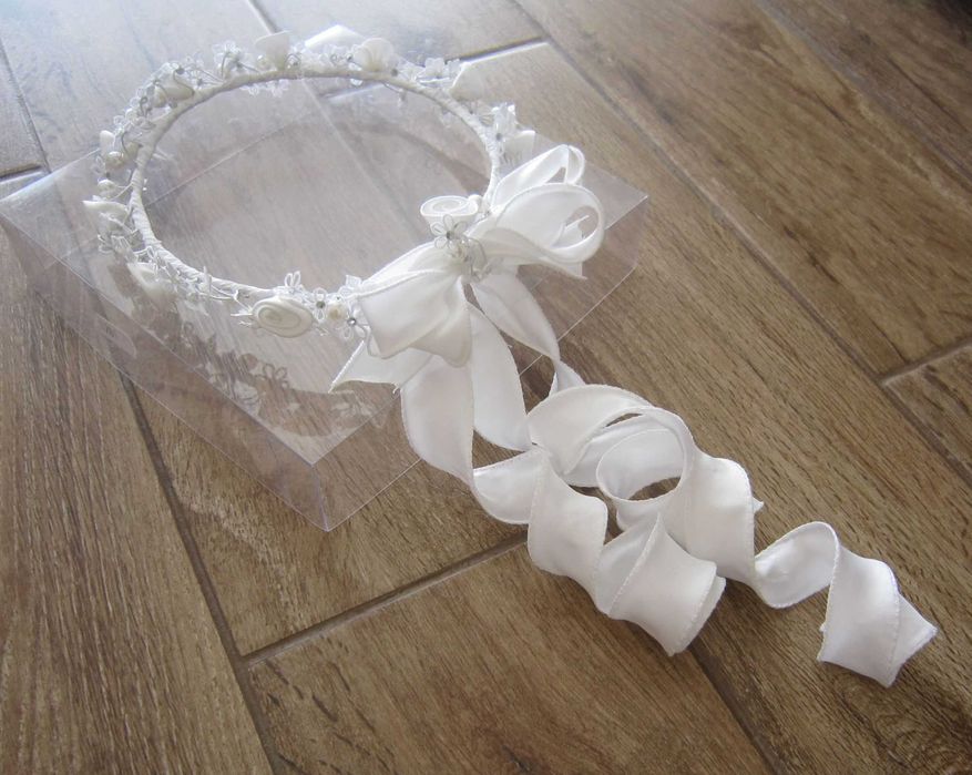 Alba sukienkowa dla dziewczynki z bolerkiem i wiankiem - r. 152