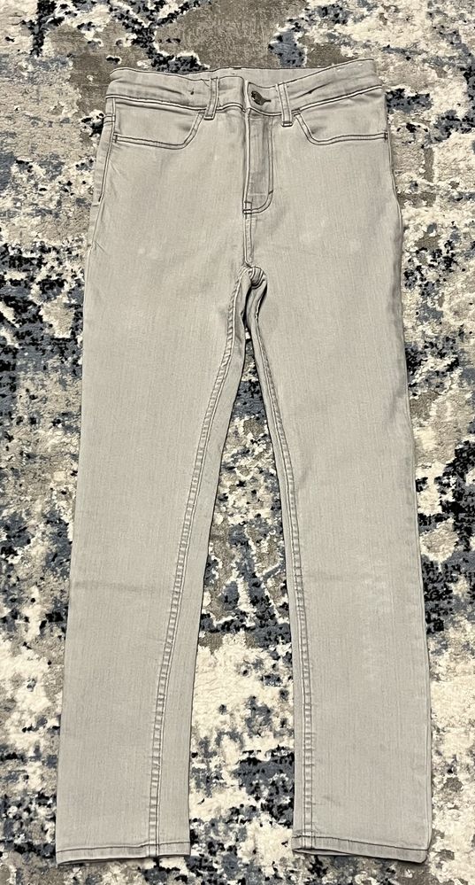 146 H&M skinny fit rurki chłopięce szare jeans bawełna