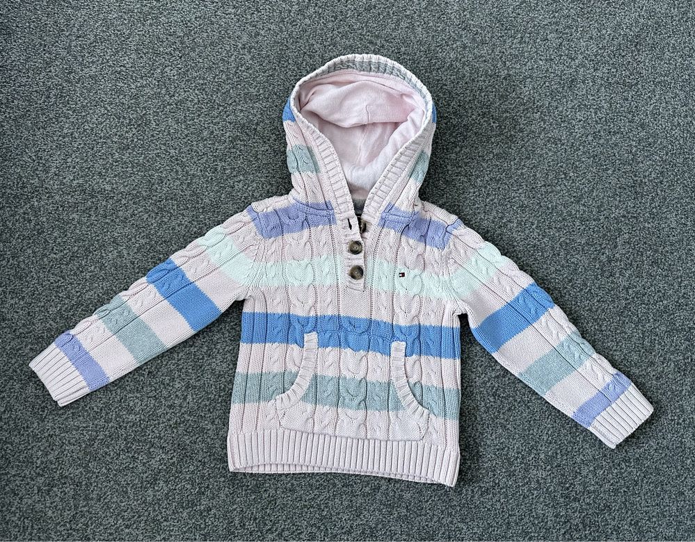 Pastelowy sweter / bluza z kapturem Tommy Hilfiger 4T 104 110 warkocz