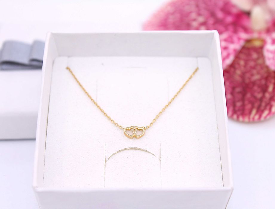 Złota celebrytka p.585/1,78g z dwoma serduszkami