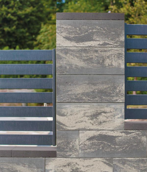 Bloczek Cobus ogrodzenie gładki Buszrem mix stalowy grafit muszlowy