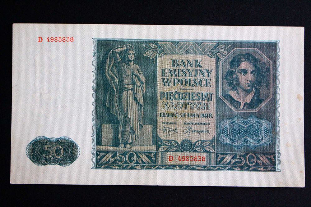 Banknot 50 zł 1941 rok seria D