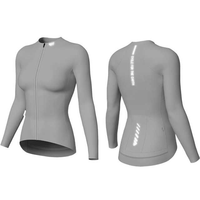 Wulibike damska koszulka rowerowa z długim rękawem 4 kieszenie szary L