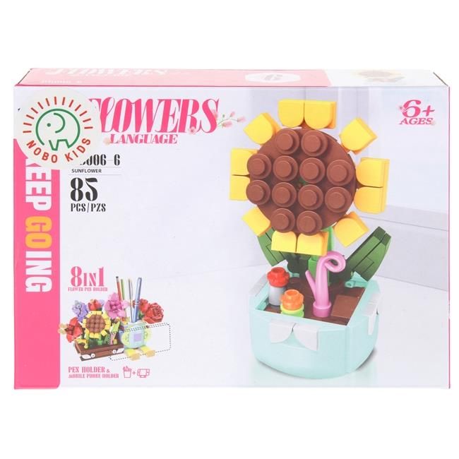 Klocki Konstrukcyjne Kwiaty w Doniczce do Budowania - Słonecznik