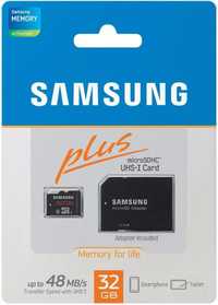 Cartão Samsung Plus Micro SDHC 32GB 48MB/s Class10 UHS-1 + Adaptador