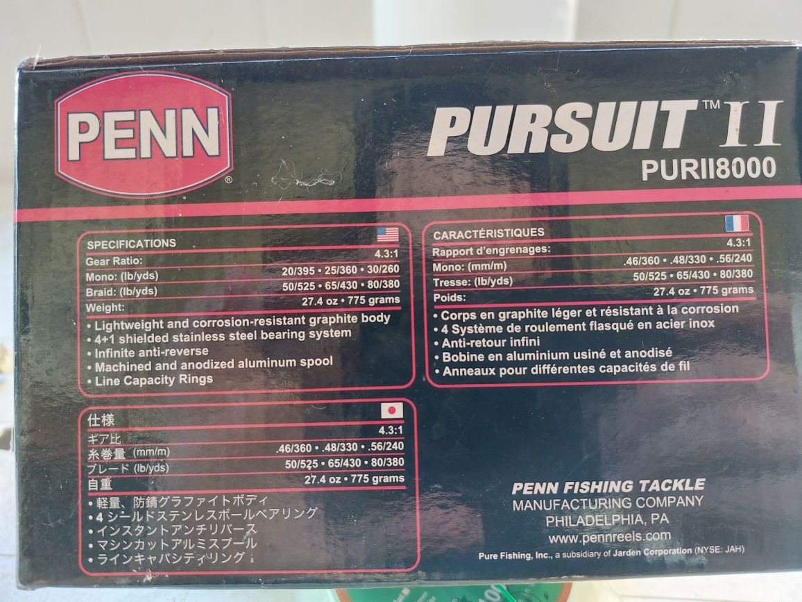 Carreto Spining Penn Pursuit II PURII8000