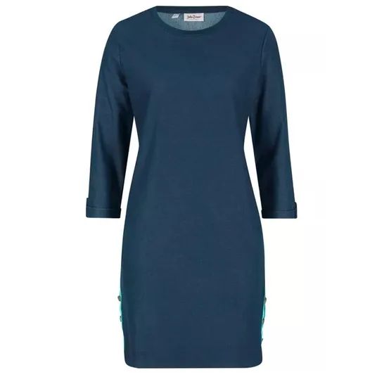 bonprix granatowa casualowa sukienka jersey lampasy guziki 40-42