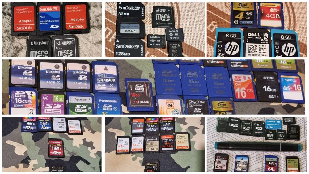 Карты памяти SD и Ко, от 32 мб до 128 гб