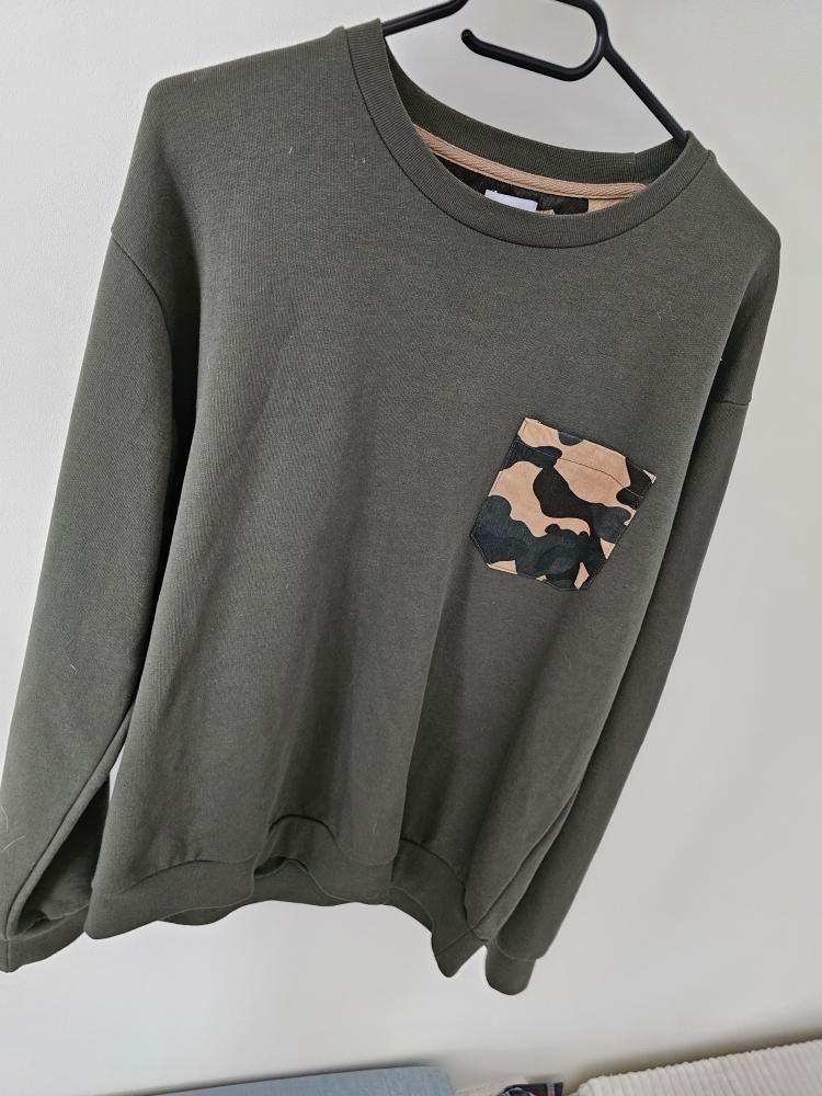 Męska bluza Zara khaki moro crewneck ciemna zieleń L