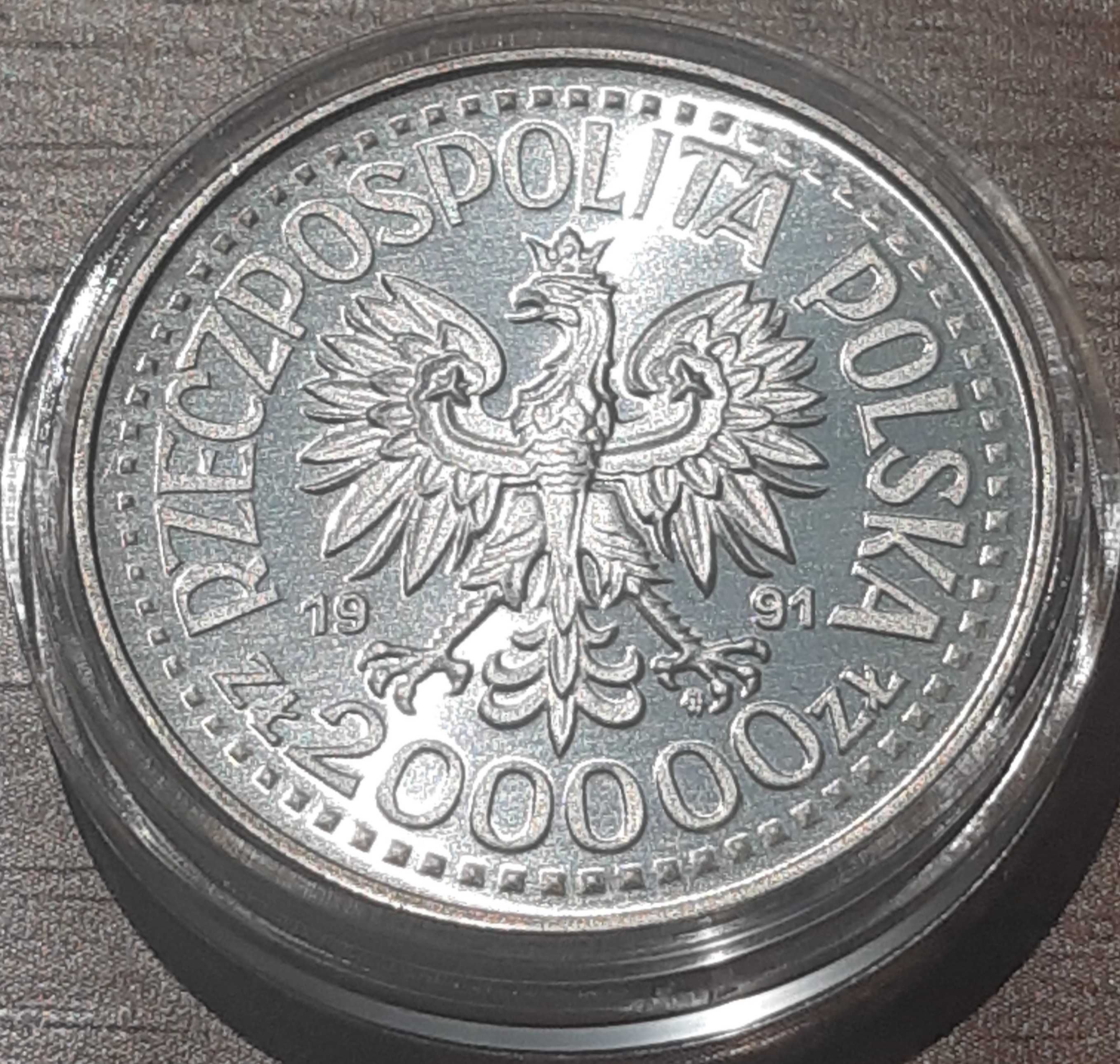 Moneta 200000 zł, 1991, Jan Paweł II (z Matką Boską), próba, srebro