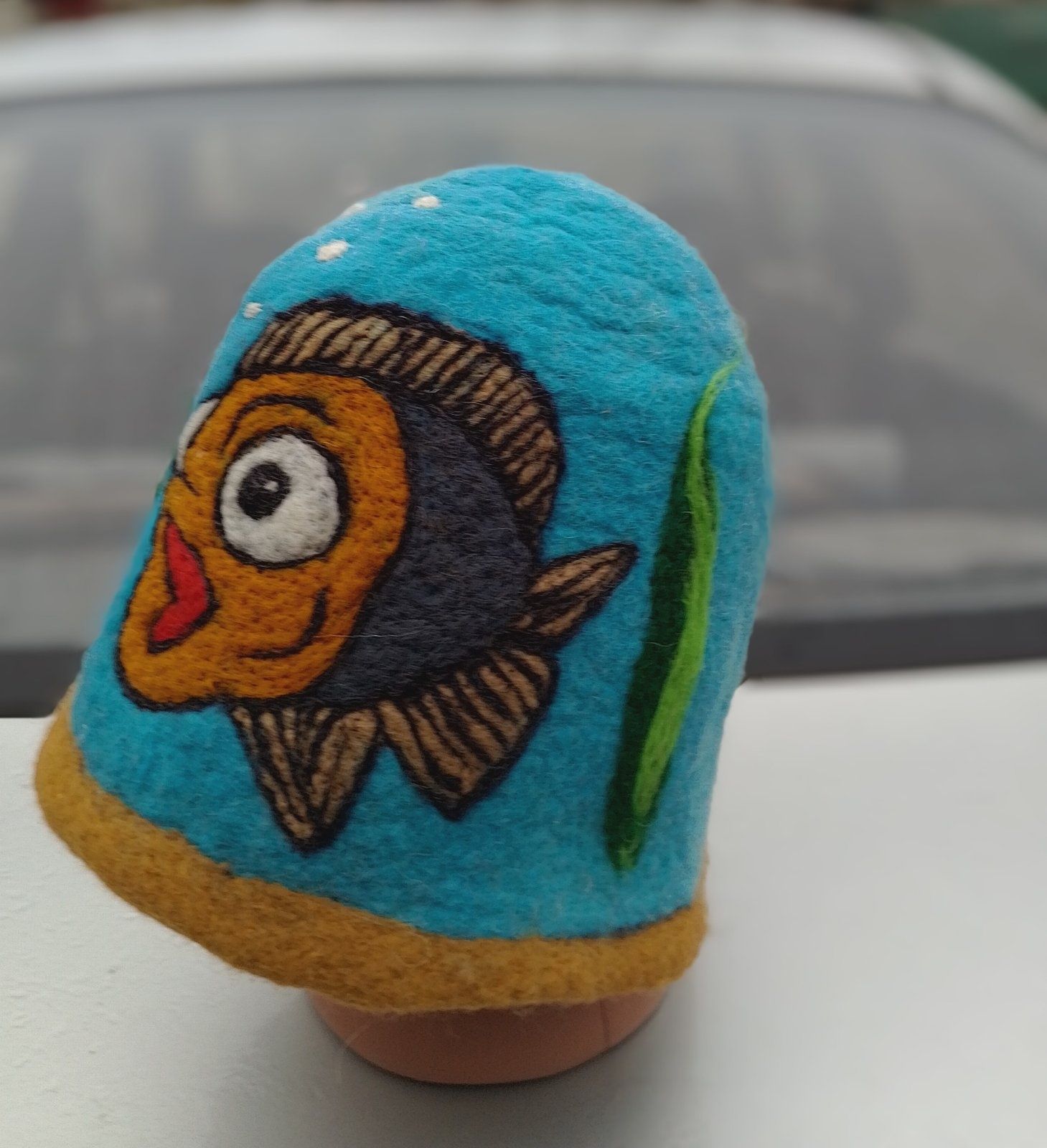 Валяная шапка для бани