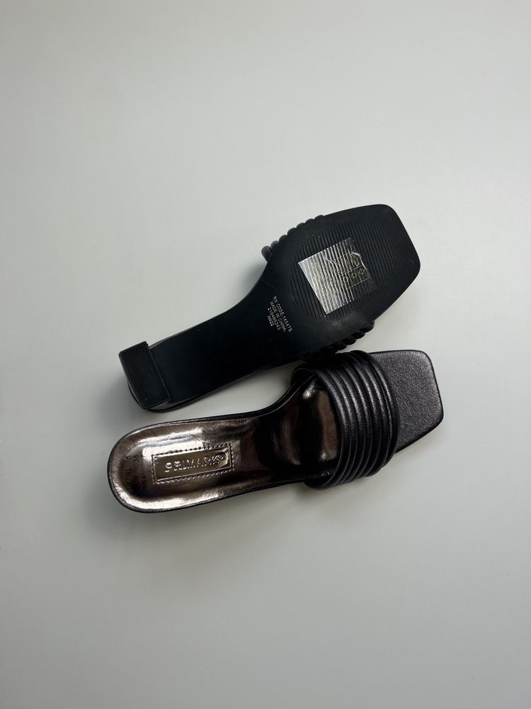 Klapki na obcasie Primark paski odcień fiolet srebrne nowe sandały