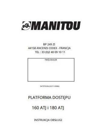 Instrukcja Obsługi Manitou ATJ 160, 180 PL