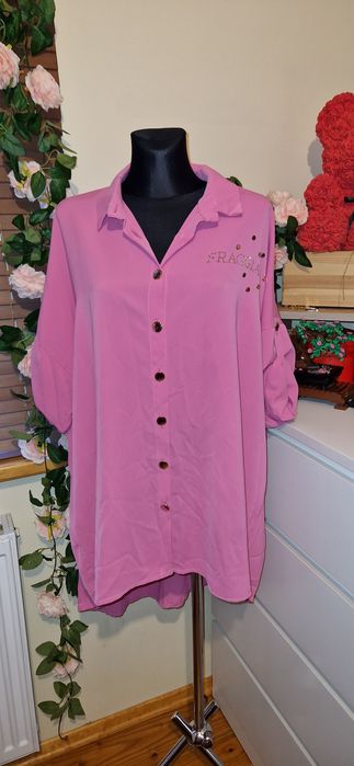 Koszula damska różowa oversize