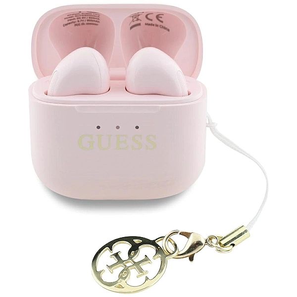 Słuchawki TWS Guess Glossy Effect Printed Classic Logo & Charm - różow