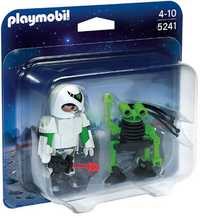 Dwa zestawy Playmobil: astronauta i robot + future planet