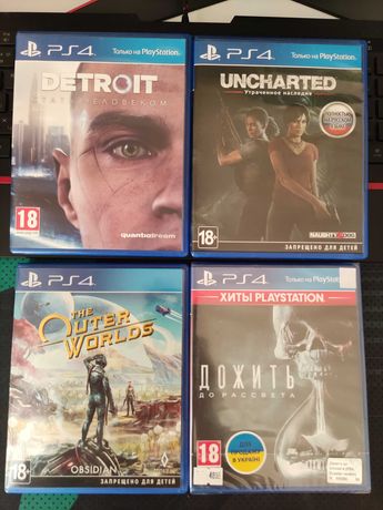 Диски PS4: Uncharted, Until Dawn, Detroit, Outer Worlds