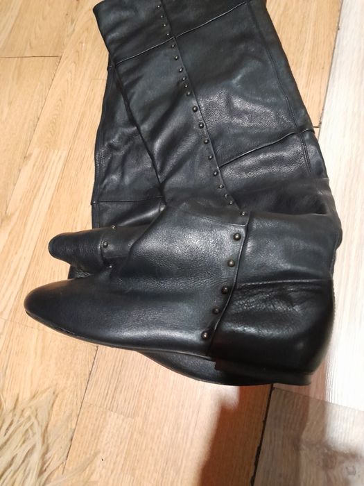 Шкіряні високі чоботи ботфорди 39