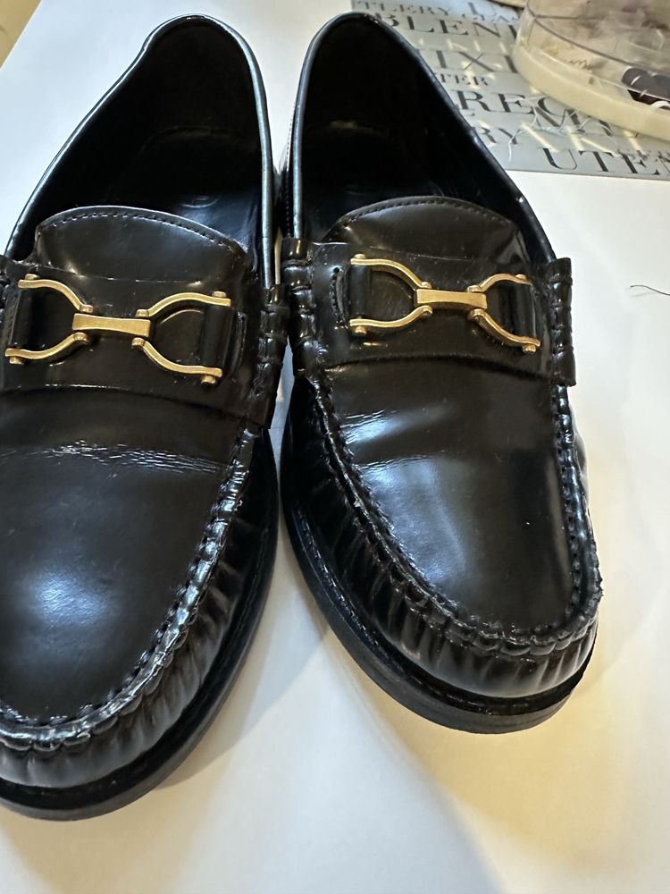 Mokasyny skorzane Massimo Dutti