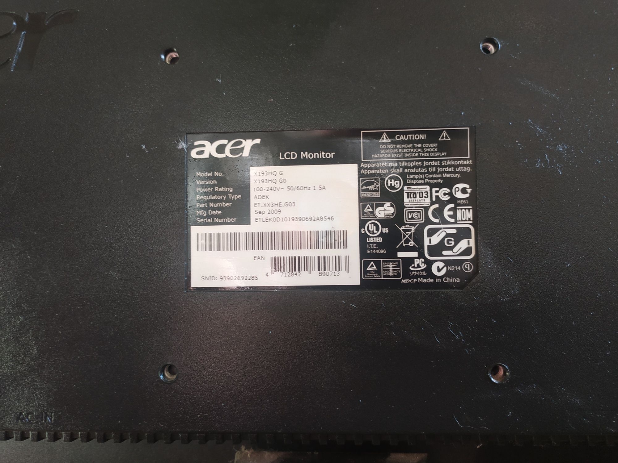 Acer 19" Lcd.монитор