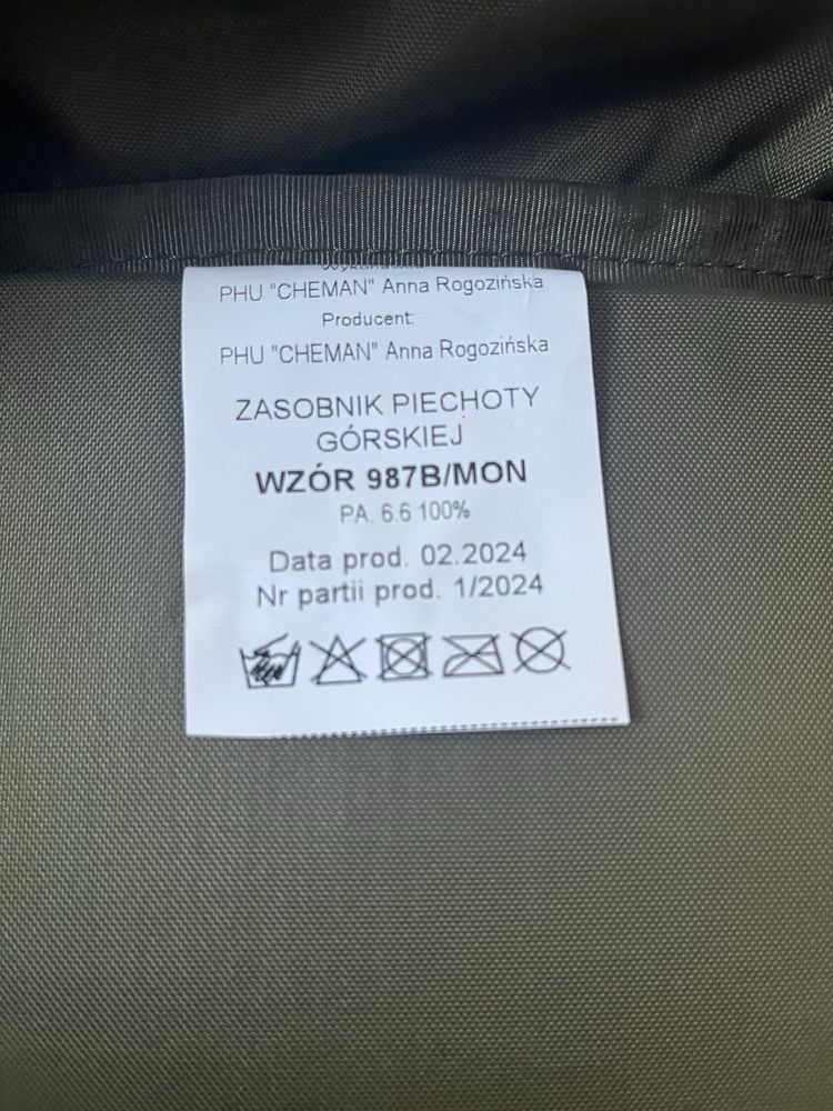 NOWY zasobnik piechoty górskiej/plecak wzór 987B/MON
