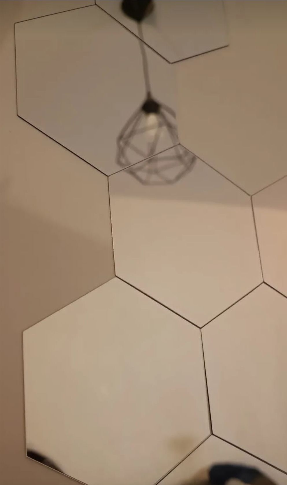 90szt naklejka lustro hexagon srebrne lusterko