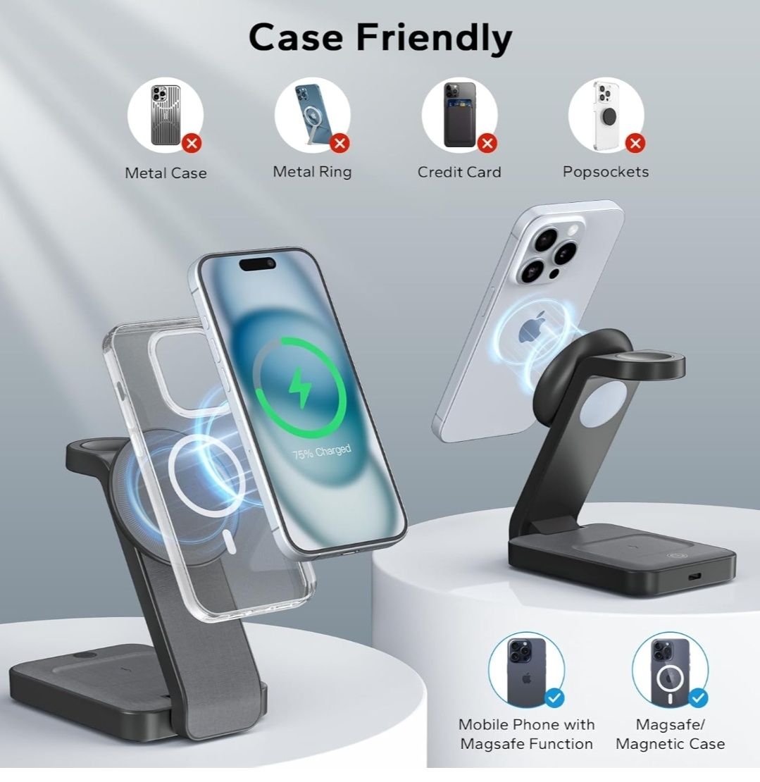 Składana ładowarka indukcyjna do iPhone Apple Watch AirPods