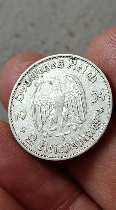 Dwie marki 1934 kościół srebro