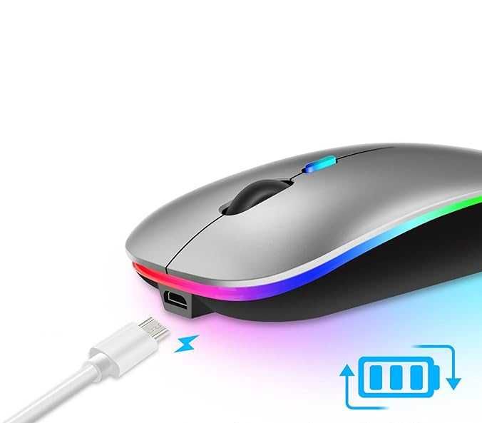 Myszka bezprzewodowa mysz led rgb 2.4 g bluetooth 5.0 regulacja