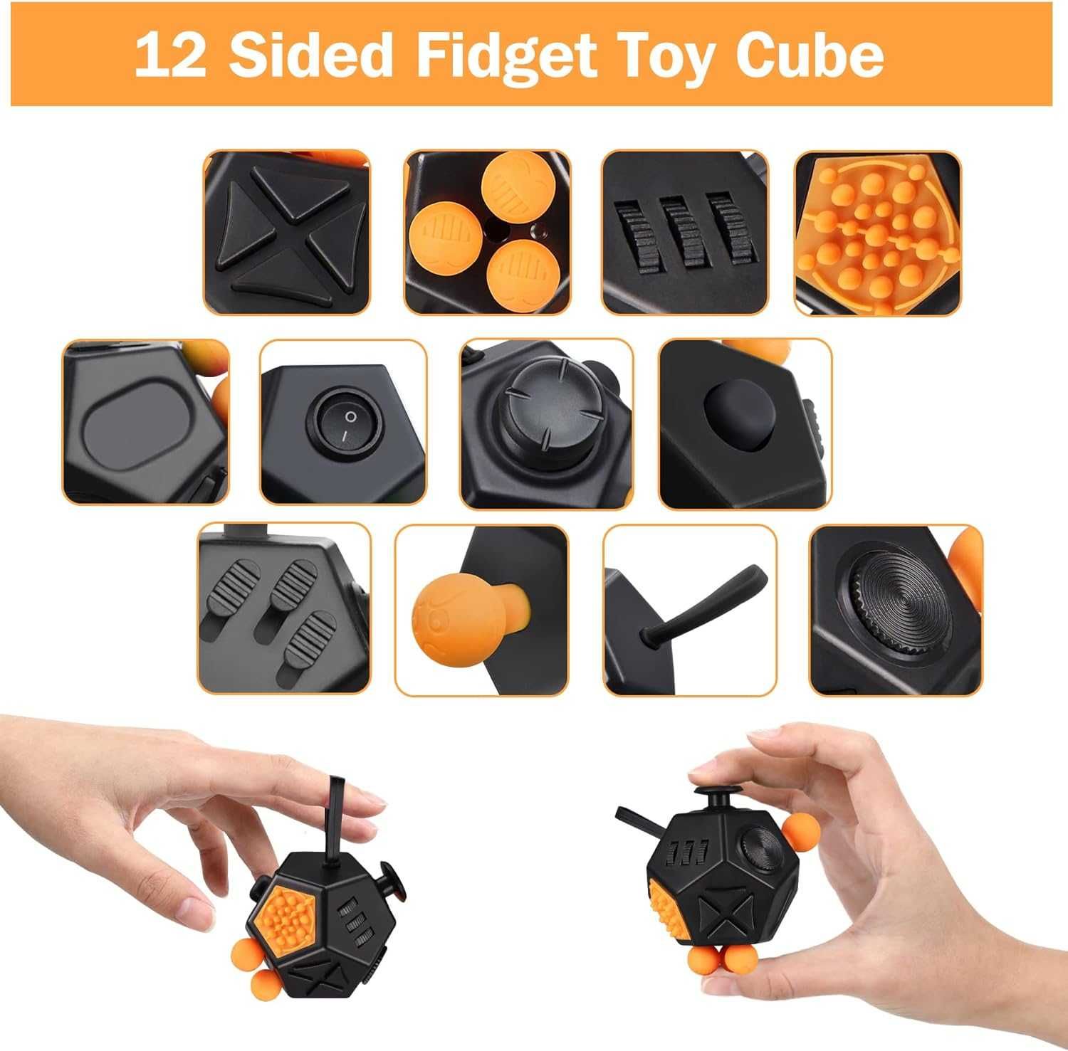 Kostka antystresowa ADHD oryginalna zabawka 12 stron Fidget Toy Cube