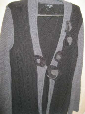 кофта кардиган серый с черным вязаные цветы крутой 48 размер фирменный