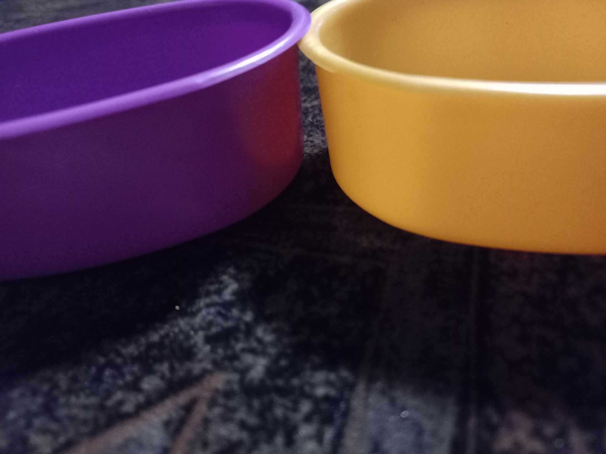 Dwie miski żółta i fioletowa dla zwierząt