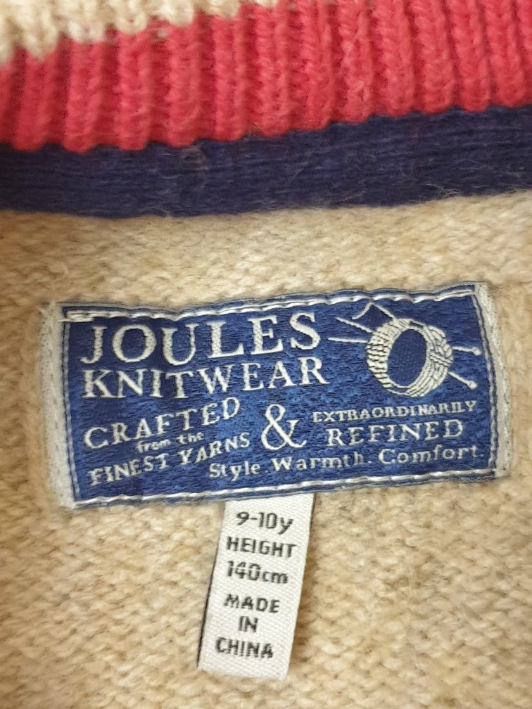 Szarobeżowy wełniany sweterek z ptaszkiem Joules 140cm